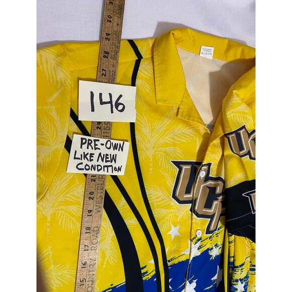 UCF Button Up Shirt Mens Size Large Yellow Black Blue Polyester Spandex - Picture 4 of 10